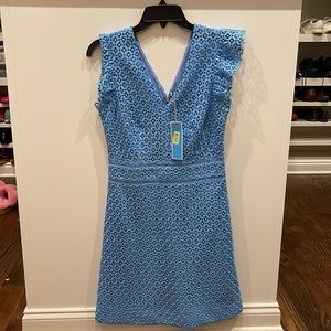 Draper James blue eyelet dress. Size 2. NWT.